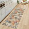 1Pcs Vintage Boho Floral Printed Kitchen Mat Soft Thickened Kitchen Floor Mat Waterproof Non-slip Oil-proof Floor Mat Runner Rug