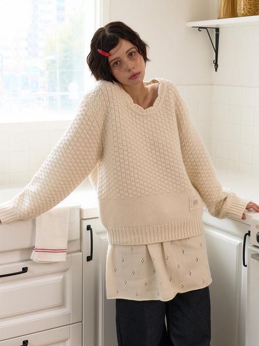 Babyblueneedles Crochet Layered Knit Skirt IVORY FREE