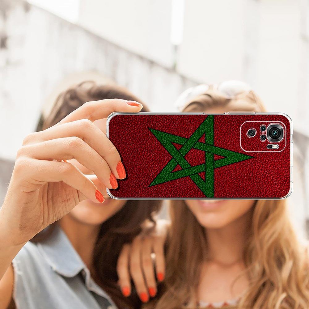Ny Square Clear, myk telefonveske til Xiaomi Redmi Note 12 11 9S 9 8 10 Pro+ 7 8T 9C 9A 8A K40 spilldeksel Marokko flaggfotball