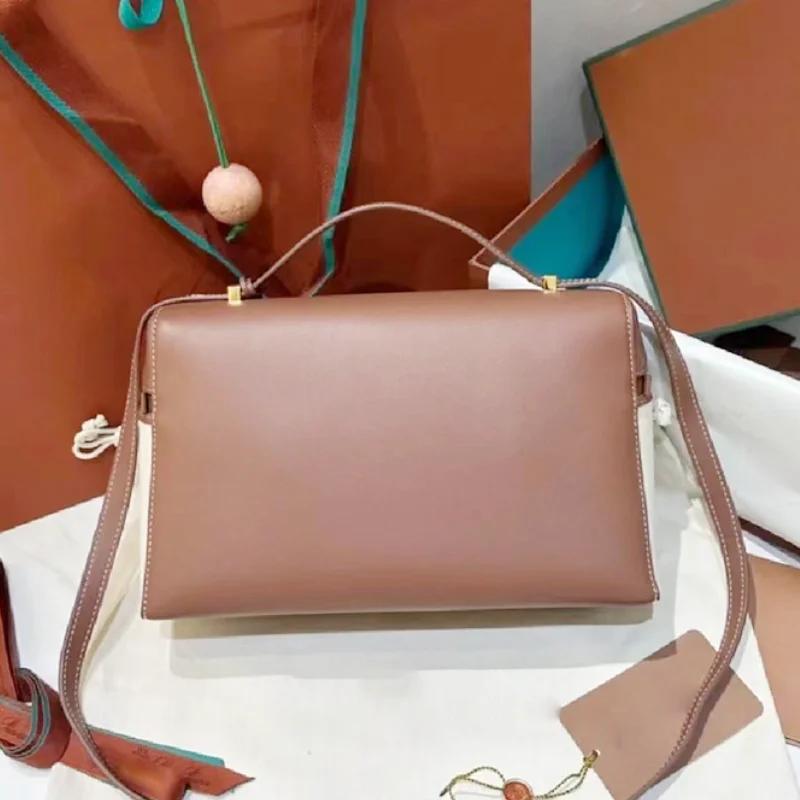 Stylish Crossbody Shoulder Bag Temperament All-in-one Luxury Color Contrast Design Tote Vintage Box-shaped Leather Crossbody Bag