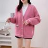Faux Mink Sweater Coat - 2026 Korean Style: Lazy, Loose, Thickened Knit Cardigan for Autumn/Winter.