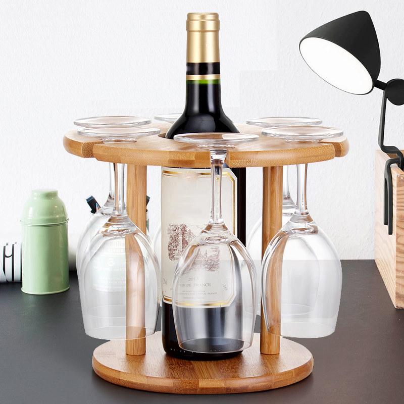 Bamboo Wine Glass Rack - Hanging Shelf Organizer For Home Bar Restaurant