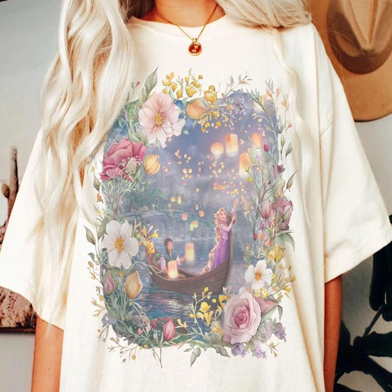 2025100% cotton printed T-shirt Funny Flynn Rider Rapunzel Princess T-Shirt | Magic Kingdom Tee |land Trip Shirts S