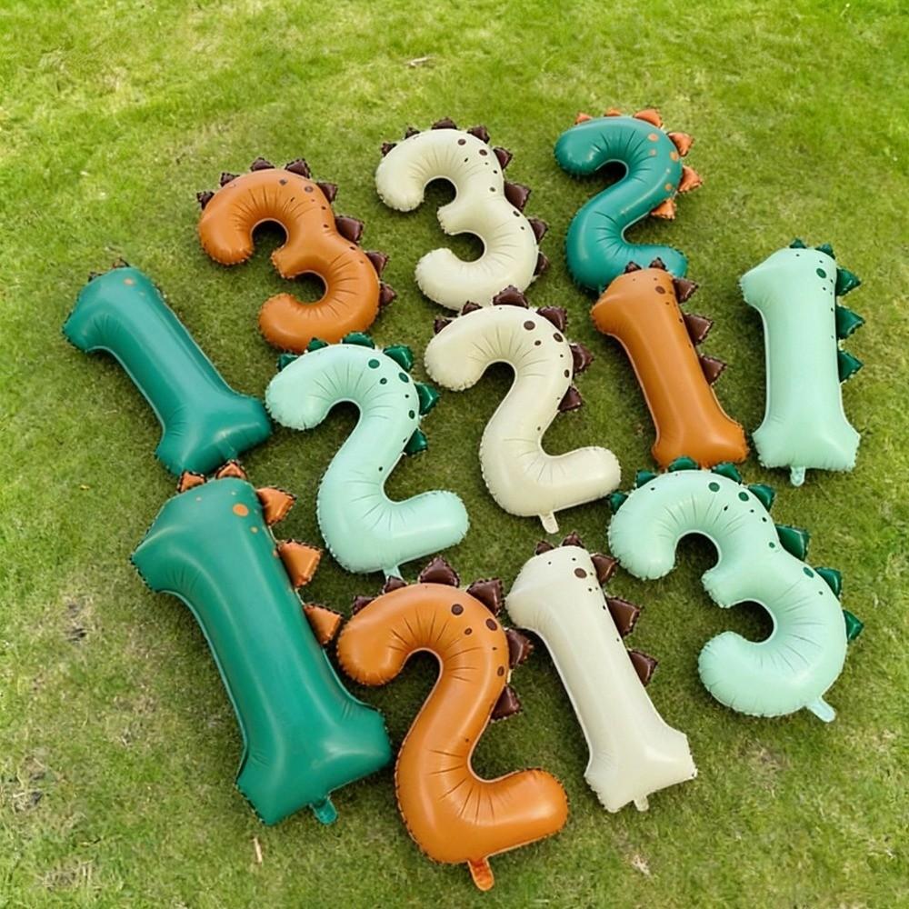 Matte Finish Dinosaur Theme Balloons Number Shape Birthday Party Balloons For 1-3 Year Olds
