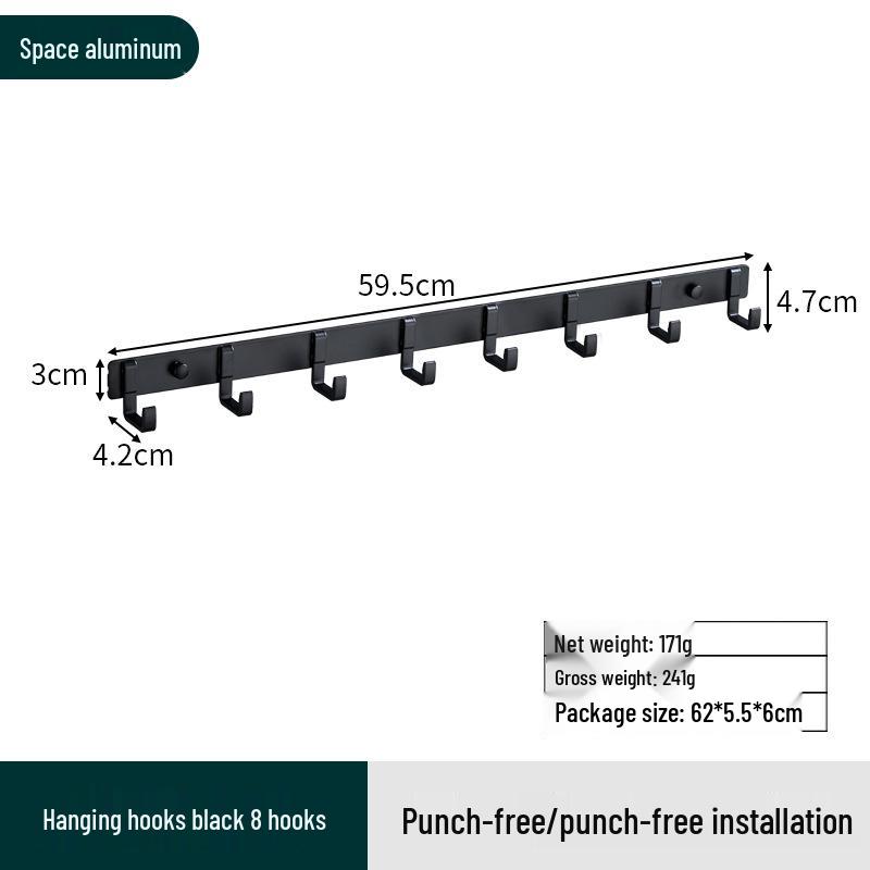 Space Aluminum No-Drill Clothes Hook for Bedroom/Bathroom Doors