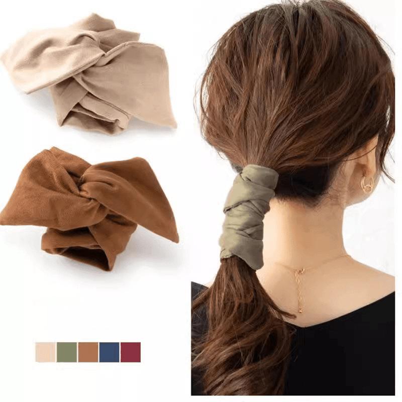 The New Japanese Retro Solid Color Fabric Iron Wire Hair Rope A Wide-brimmed Headband for Ladies To Tie Their Hair in A Low Ponytail