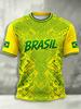 2026 Brazil Style Soccer Jersey Men's Quick Dry Breathable Football Training Top Slim Fit Short Sleeve O-Neck for Match Casual