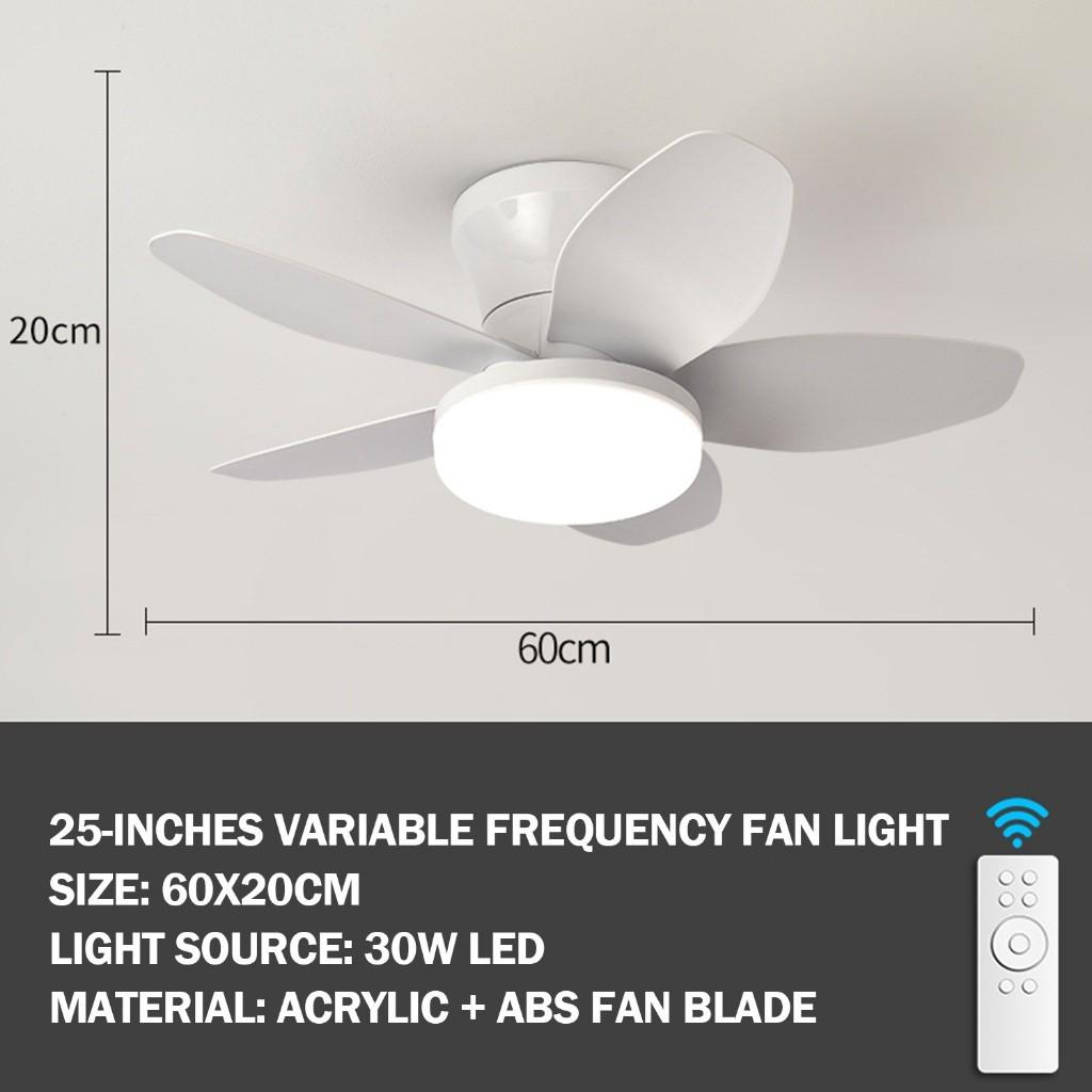 Lampă Ventilator de Plafon cu Frecvență Variabilă Șase Viteze ale Vântului Reglabile Lumină Ventilator Electric Dimabilă în Trei Culori Control prin Telefon Mobil Ventilator