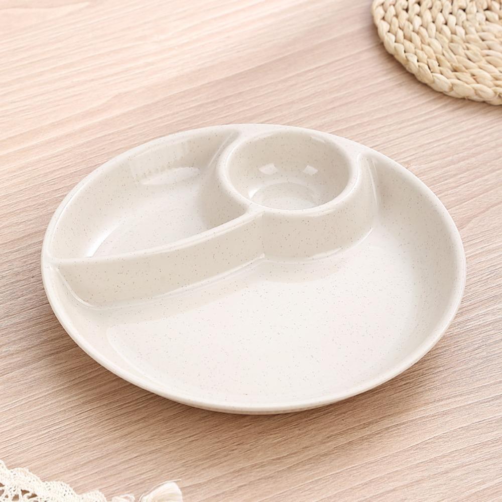 2pcs Household Round Food Plate Microwavable Thickened Divided Dinner Plate Plastic Fruit Serving Tray Salad