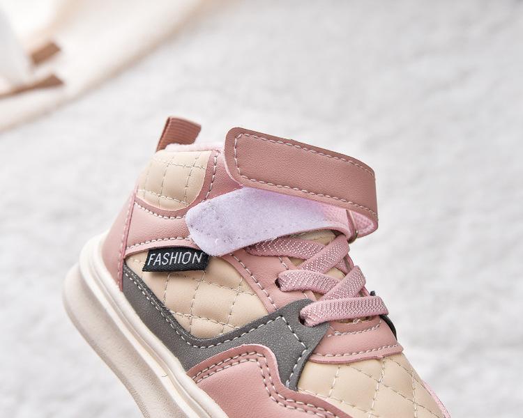 Winter Kids' Plus Velvet Mid-Top Sneakers: Warm Cotton Sports Shoes for Boys and Girls