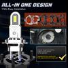 2PCS Turbo H4 LED Headlight CANBUS H7 H11 9005 9006 60000LM Mini Lamp 1:1 5570 CSP Wireless Car LED with Fan Plug and Play 6000K