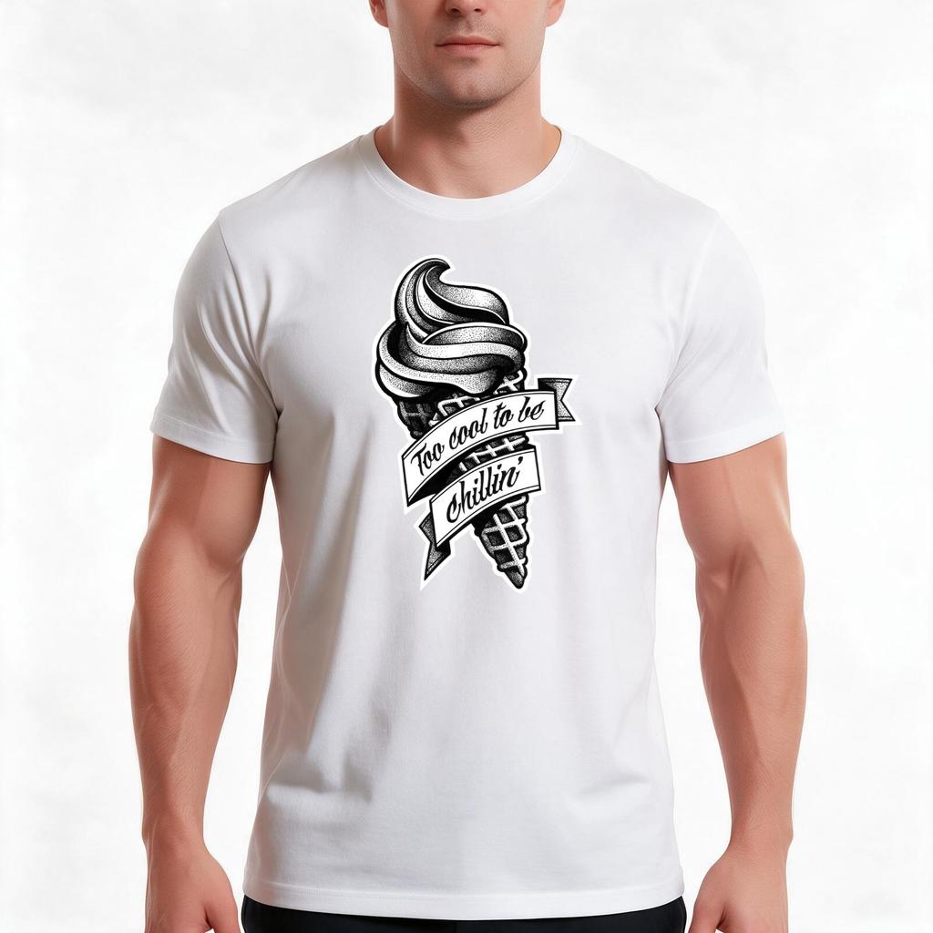 Too Cool Black And White TShirt Summer Casual Cotton Tee Oversized Streetwear Tops Vintage Graphic Print 100 Cotton