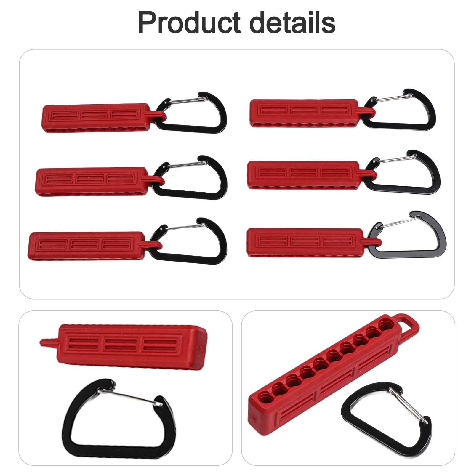

Portable 6PCS 10 Hole Screwdriver Bit Holder Set Featuring Carabiner for Secure Bit Storage and Easy Carrying on Tool Belts червоний