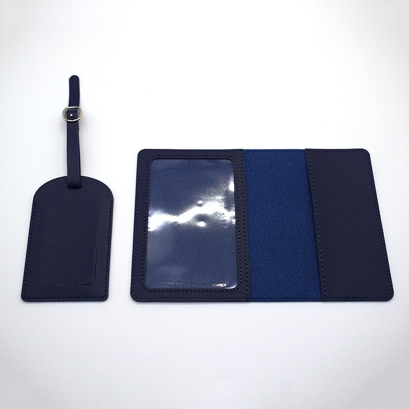 

Enhanced PU Leather Passport Holder & ID Tag Set Luggage Tag темно-синий