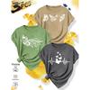 Ladies T Shirt Matching outfits for groups of friends and sisters3Pieces Heartbeat Butterfly Notes Minimalist Hollow White Line Print Elegant retro