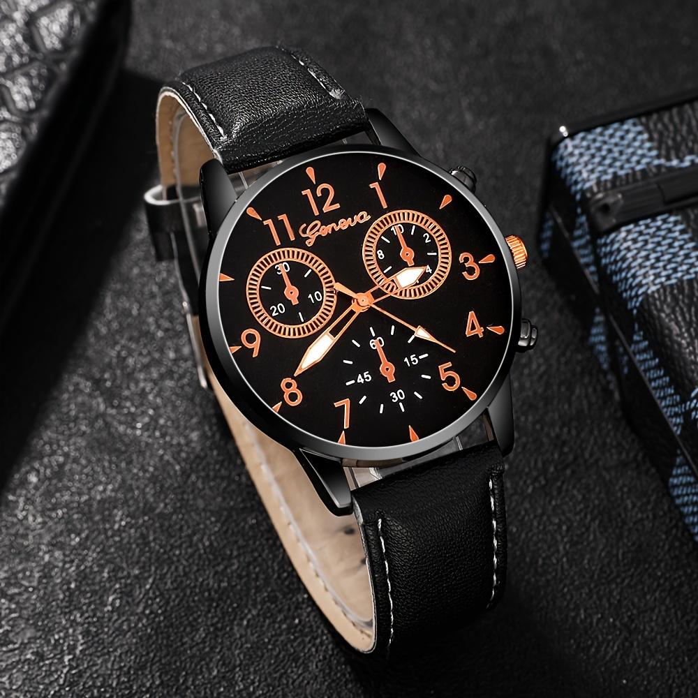 Casual Style Men's Watch Set of 4 - Quartz Movement, Round Dial, Non-Waterproof, Zinc Alloy Case, PU Leather Strap, Versatile Fashion Accessory