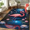 1 Stück Elegantes Flamingo-Mondlicht-Druck-Design Teppich für Innenbereiche, Weich, Rutschfest und Langlebig, Gaming-Zimmer-Dekoration für Schlafzimmer, Wohnzimmer,
