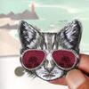 2Pcs Red Sunglasses Cool Cat Patches Wholesale Cuteanimal Embroidery Appliques Clothes Jeans Badges