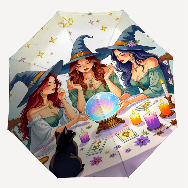 1pc Witchcraft Magic Automatic Open/Close Umbrella with Windproof, 8-Rib Sturdy Canopy, Durable Ribs, Fashionable Design1170A