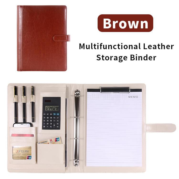 Multi Function A4 Leather Portfolio Business Document File Folder File Organizer