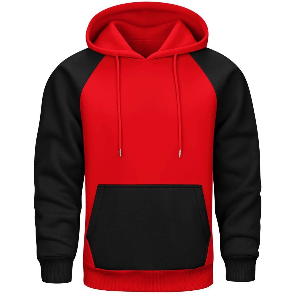 

Fall/Winter Color-Matched Men s Hooded Sweatshirt with Fleece Collar and Hood for Casual Wear XXL червоний