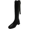 Autumn and winter new Martin boots women's square head mid-heel thick heel short boots versatile rear zipper elastic thin boots