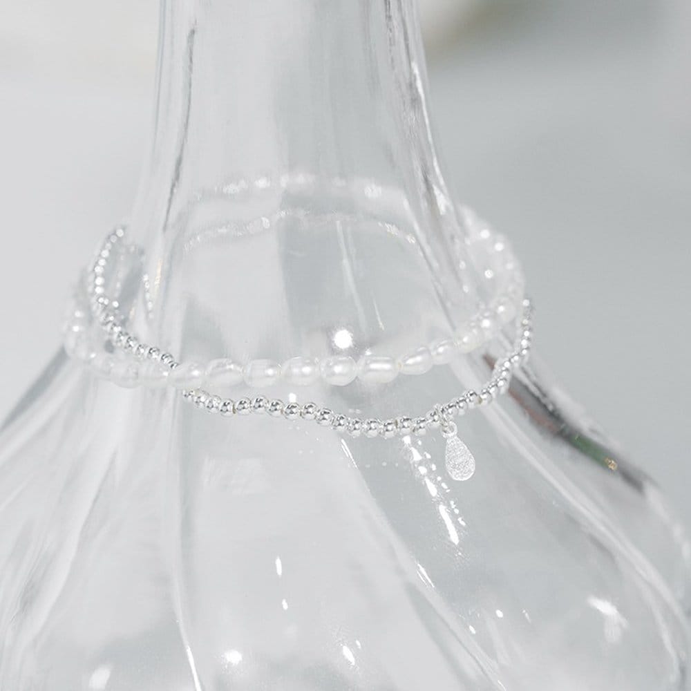 925 Silver Two-Line Freshwater Pearl Bracelet W