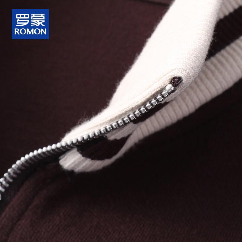 ROMON Men's Full-Zip Lapel Knit Cardigan Sweater