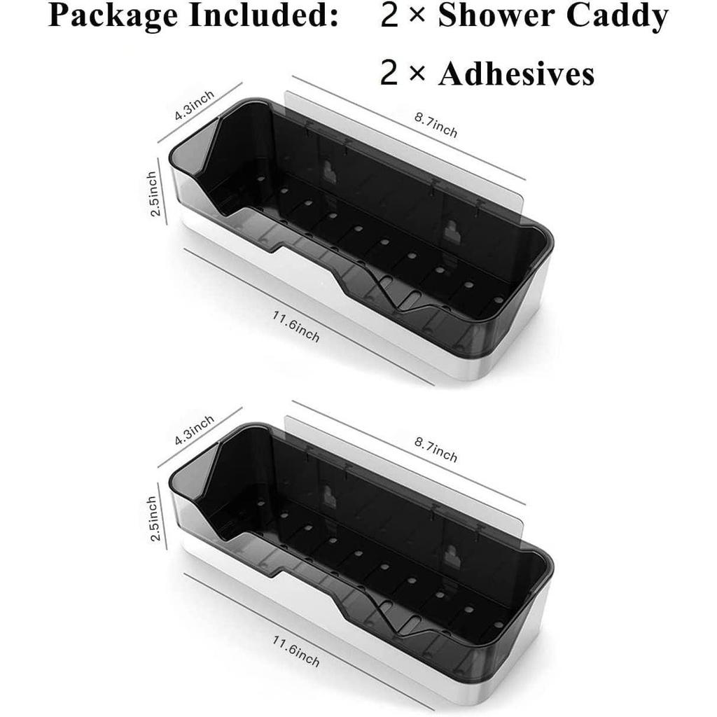 Self Adhesive Bathroom Accessories Storage Racks (Pack of 2), Wall Mounted Plastic Shelf Organizer, Hardware and Accessories (White)