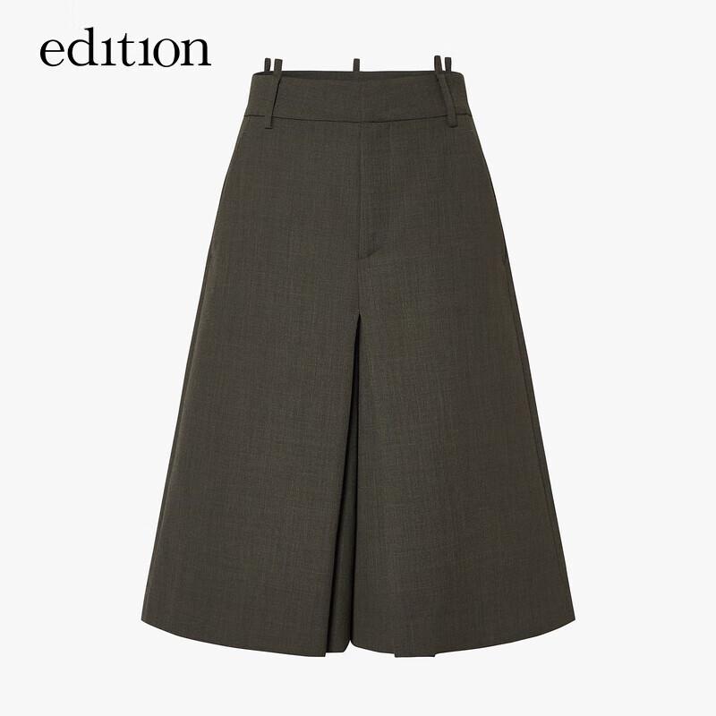 Edition Women's A-line Wool Blend Wide-Leg Skort Shorts