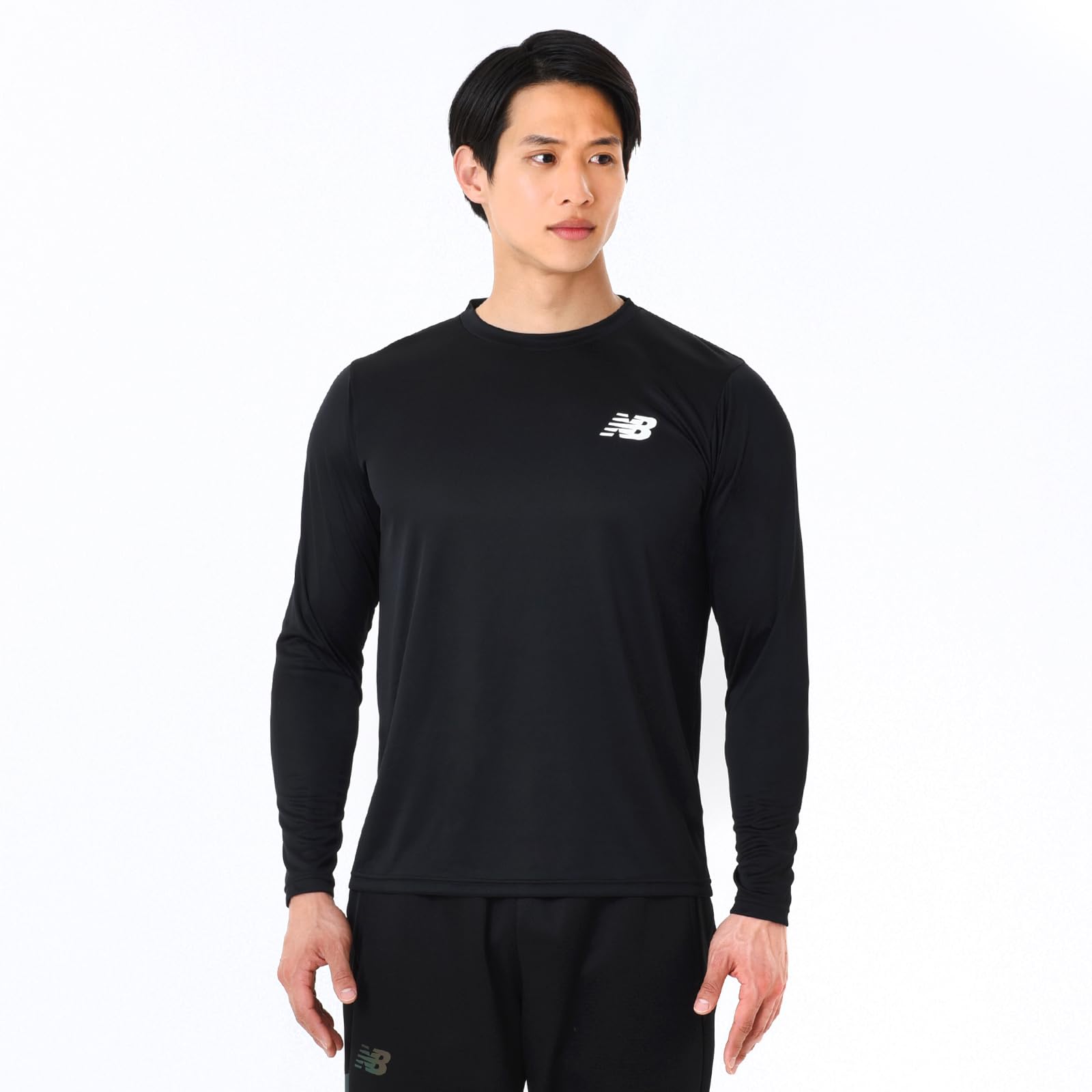 

Soccer Training Long Sleeve Shirt Long Sleeve Dry Quick Dry Breathable BK [New Balance] (AMT45402) Men s (Black)