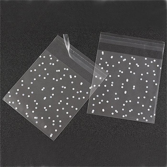 100Pcs Transparent Self Adhesive Cookie Bags Polka Dot Candy Cellophane Treat Bag for Gift Giving Wedding Birthday