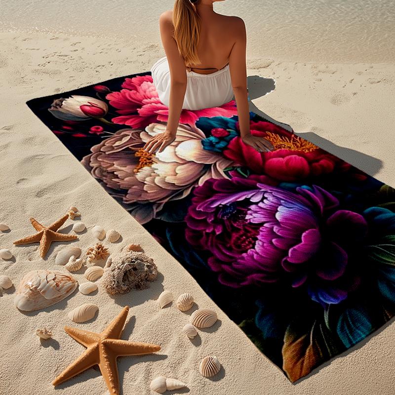 Floral Elegance In Bloom Beach Towel, Super Soft Microfiber, Gift for Her/Him, Birthday, for Pool, Beach, Travel, Home Decor Fan gifts