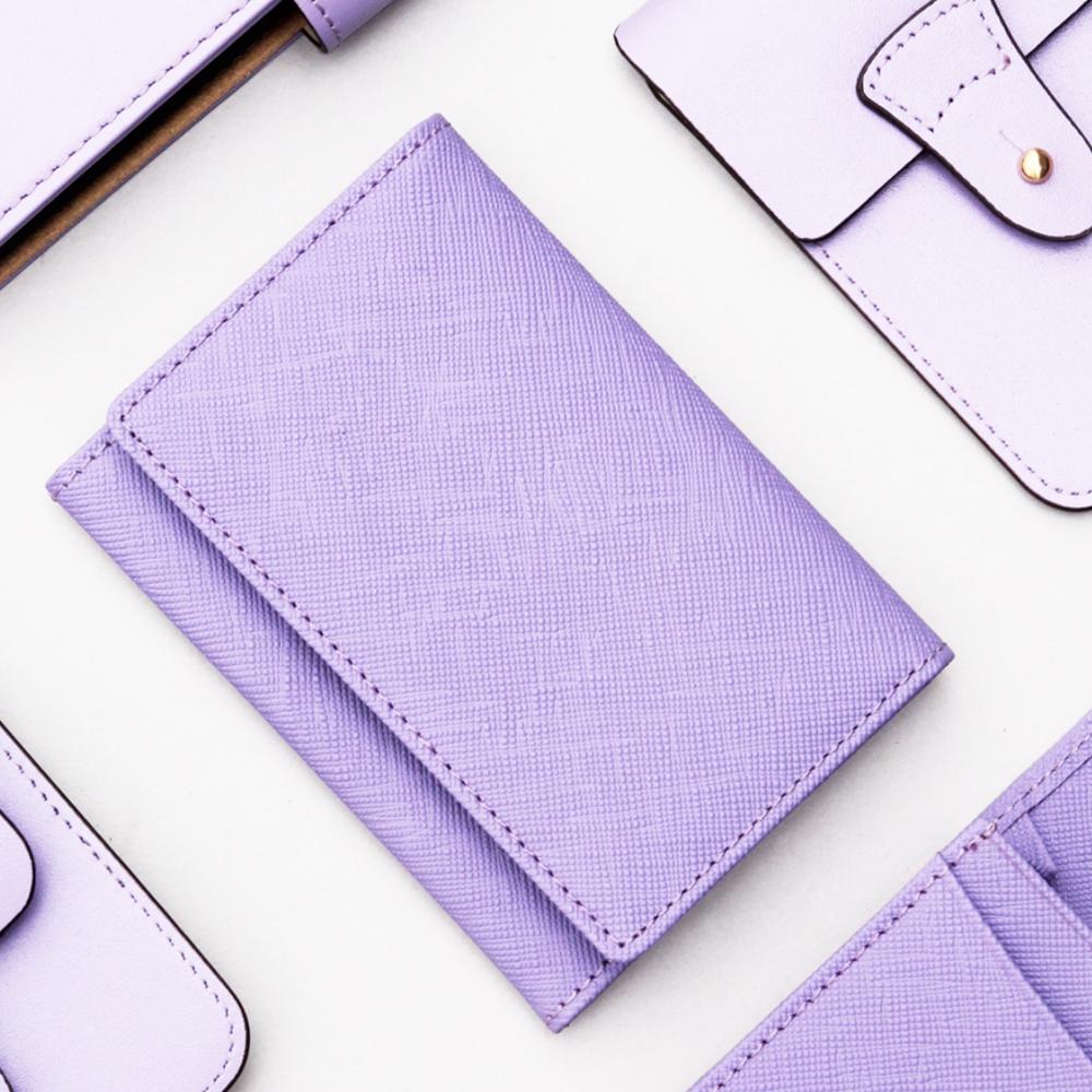 Matt Saffiano Cowhide Slim Women'S Card Holder Lavender