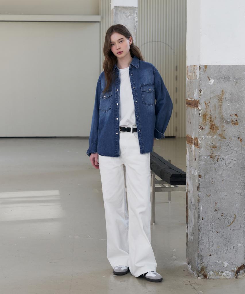Deuloupisumeon Slim Line Pocket Denim Shirt [Light Blue]