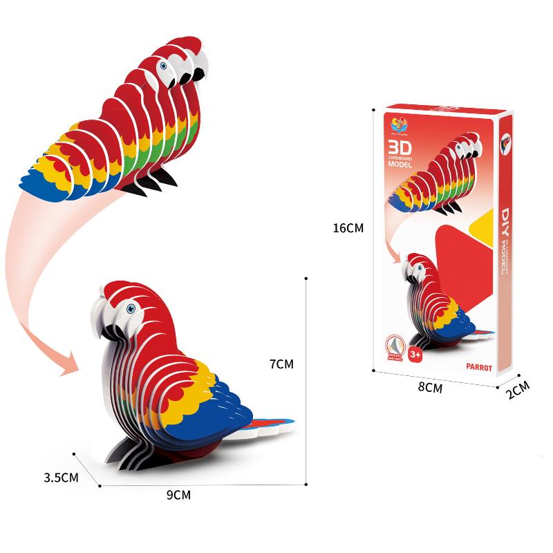 1 Set Kinder Lernspielzeug Montessori Lustiges DIY Manuelle Montage Dreidimensionales Modell Tier 3D Papierpuzzle Spielzeug für Jungen Mädchen