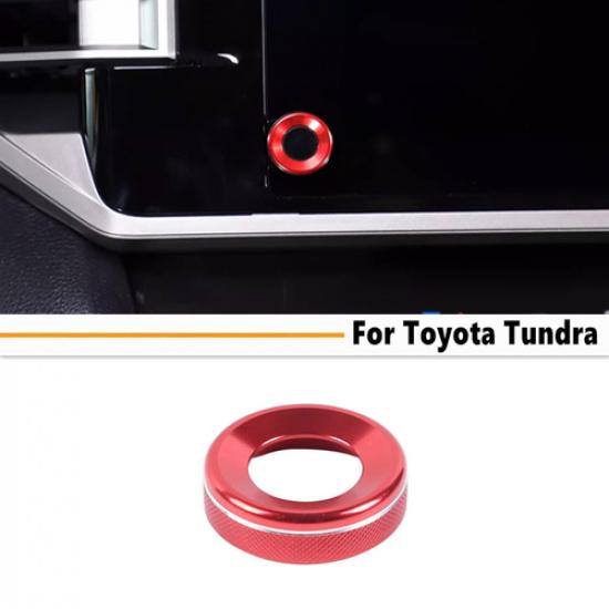 For Toyota Tundra 22-25 Red Alloy Console CD Volume Switch Knob Cover Trim Ring