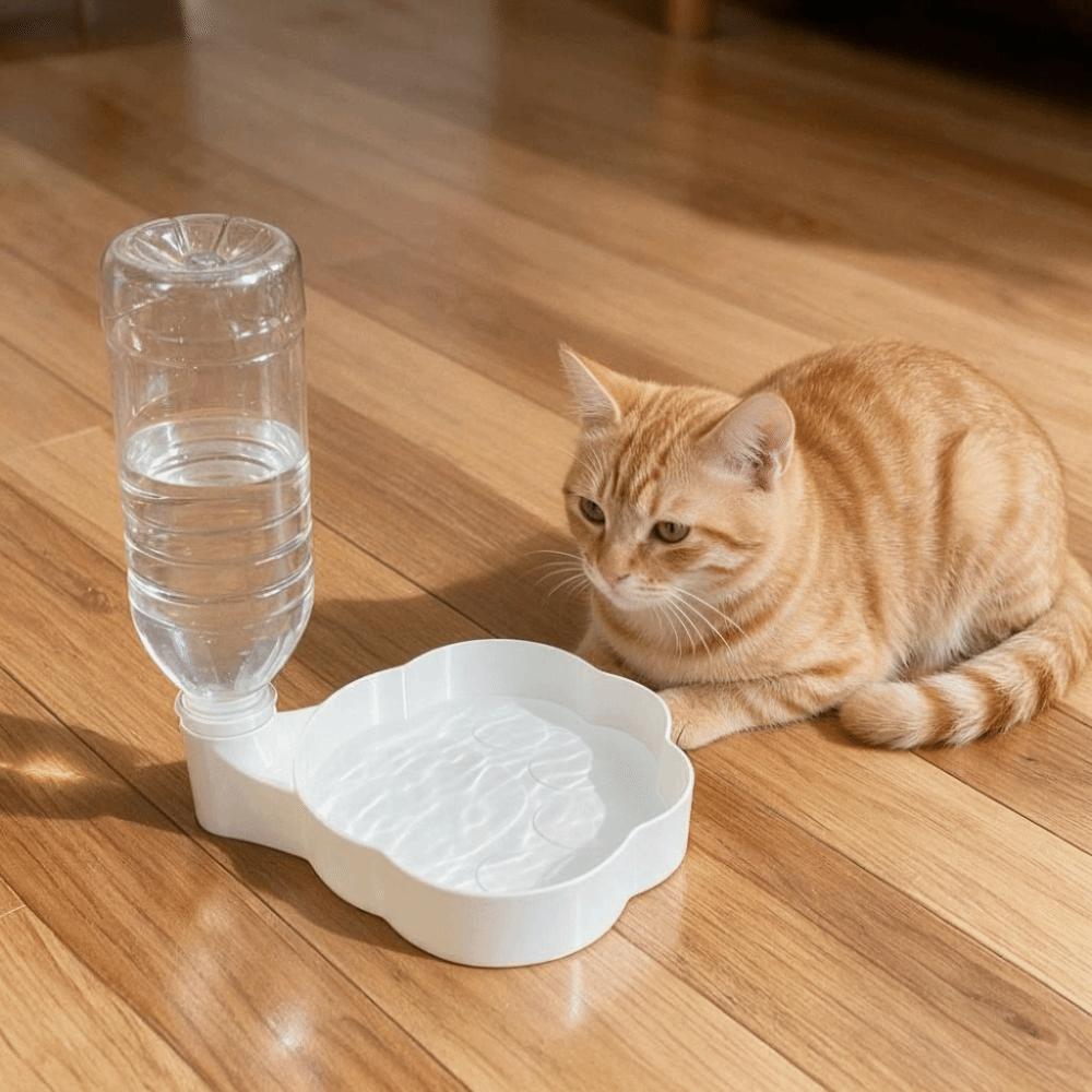 Cute Paw Shape Cat Automatic Drinking Bowl Leak Proof Plastic Cat Water Feeder 3D Printed Pet Bottle Water Dispenser Outdoor