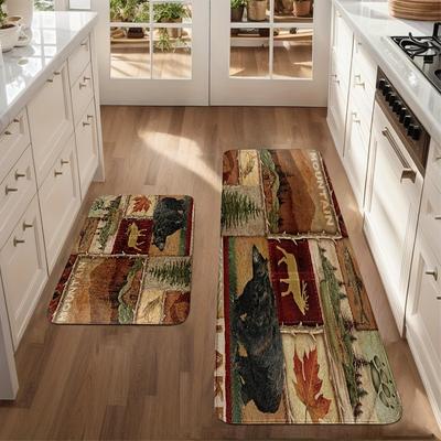 1PC Mountain Wilderness Kitchen Rug Non-Slip Door Mat Pop Design Bathroom Rug Bath Mat Carpet for Home Sink Laundry Ecoreeree