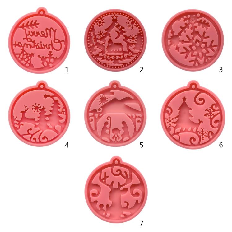 Pink Shiny Glossy Christmas Keychain Silicone Mold for Christmas Love Gift Craft