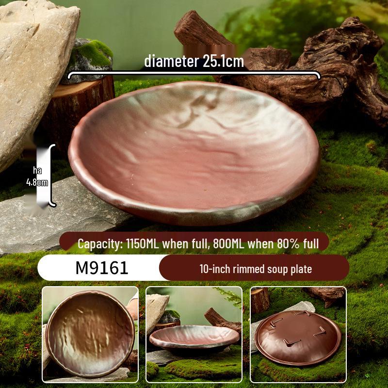 Melamine Plate for Gourmet Hot Pot, Barbecue & Shrimp: Mountain & Field Design