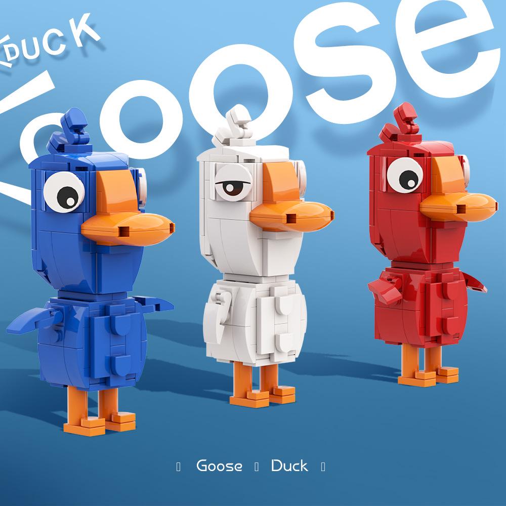 MOC Goose Goose Duck Building Blocks Toy - Blue, White, Red - Compatible with Lego Small Parts