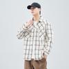 Heavy Japanese Trendy Brand Tooling Plaid Loose Casual Shirt Jacket Beige Spot Whole Single Cotton Machine Washable