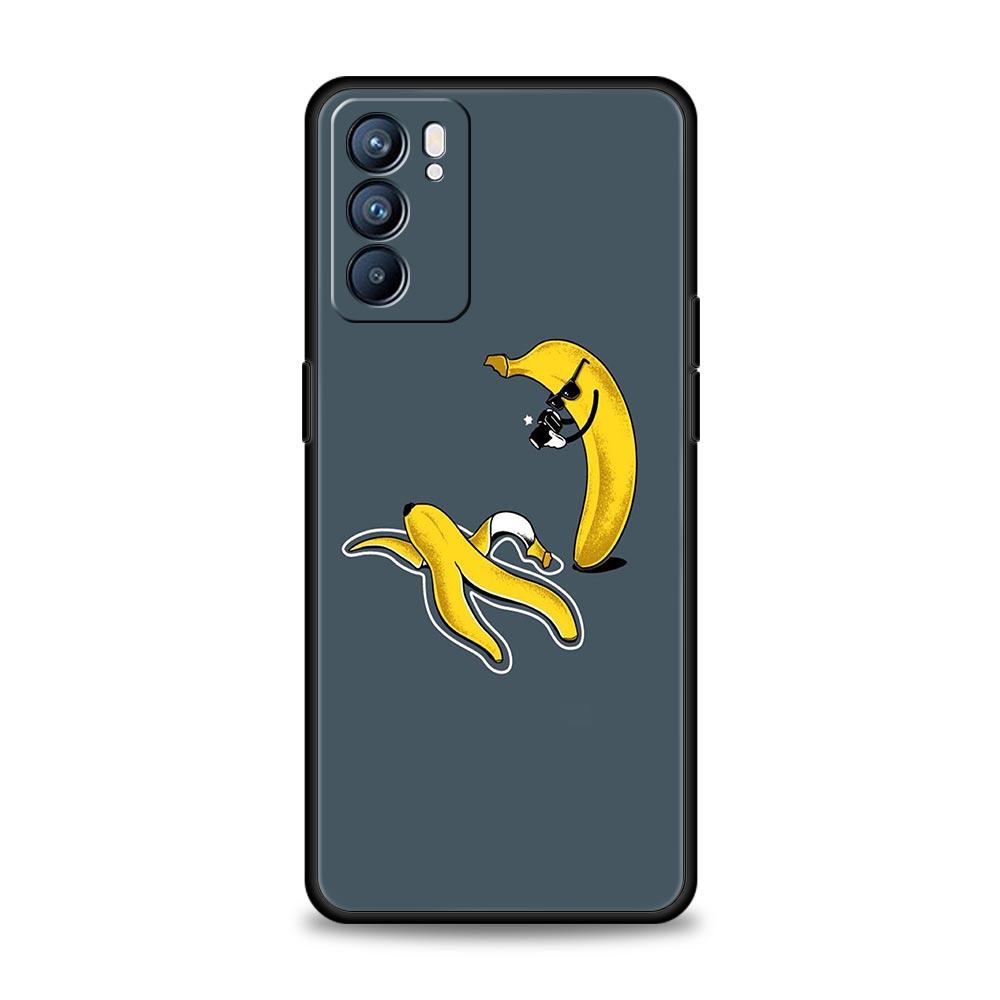 Funny Bite Apple Banana Phone Case For Oppo Reno 13 12 11 10 7 F Find X5 X6 A98 A80 A79 A78 A57 A54 A31 A17 Pro Soft TPU Cover