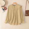 ZANZEA Women Casual Doll Collar Loose Long Sleeve Blouse