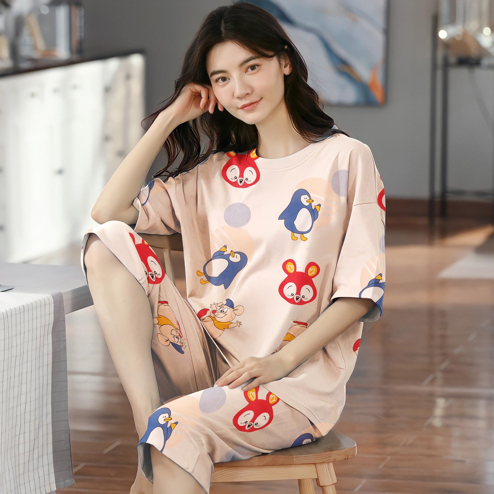 

Пижамный комплект из 2 предметов с мультяшным принтом, женская летняя футболка с короткими рукавами и шорты 4XL