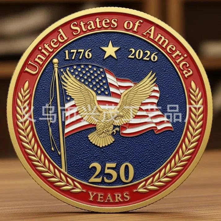 Юбилейная монета к 250-летию Дня Независимости США, с золотым покрытием, монета из коллекции  Ветеран , флаг Америки