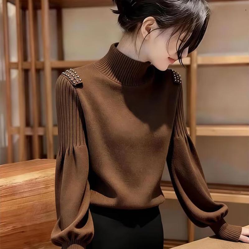 La Chapelle French-Style Half-High Collar Knitted Base Layer Top