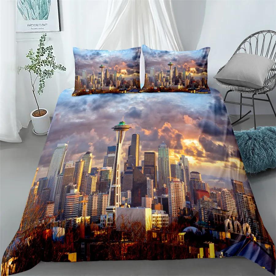 City View Duvet Cover Set Dubai City Night View Single Double Queen King Size Bedding Set for Adults 2/3pcs Soft Quilt Cover