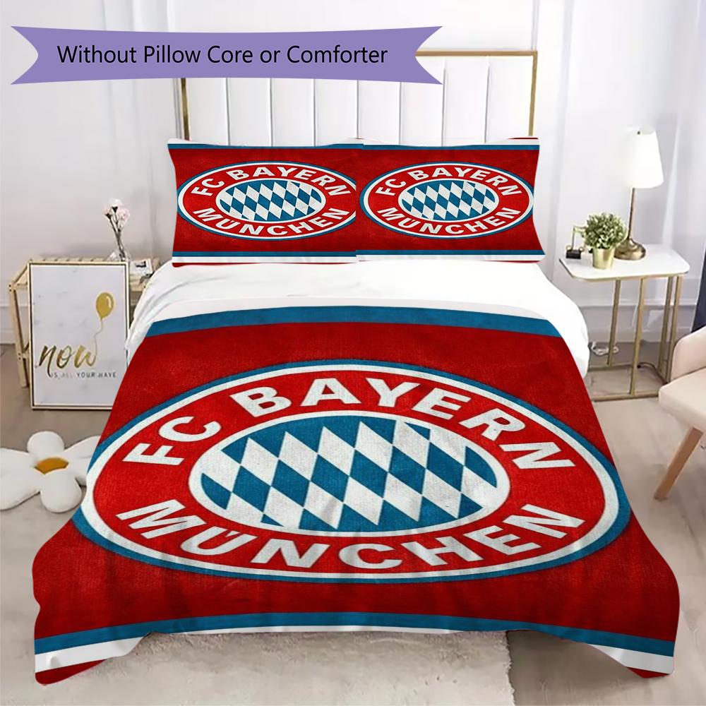 Set Copripiumino Trapuntato con Fantasia FC Bayern Monaco Copripiumino Federa Decorazione per la Casa Regalo di Compleanno (1 * copripiumino + 2 * federe senza imbottitura)45